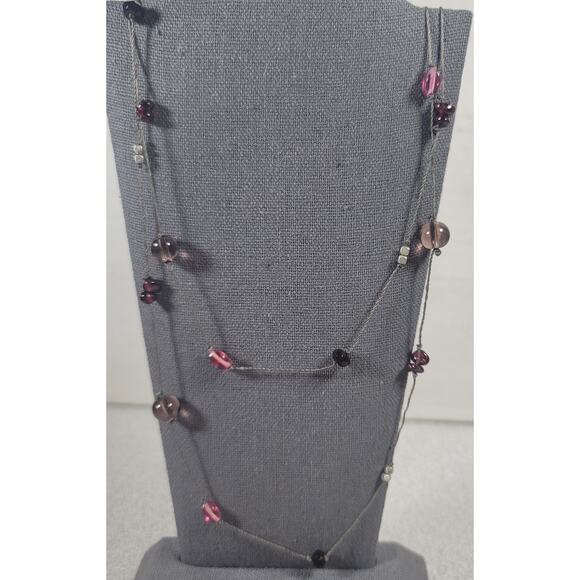 Pink Amber Colored Beads Hand strung 23" Necklace Delicate - Picture 1 of 5